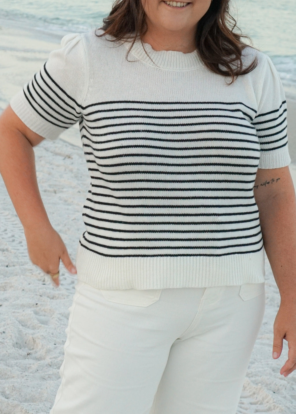 Brittany Sweater Top in White