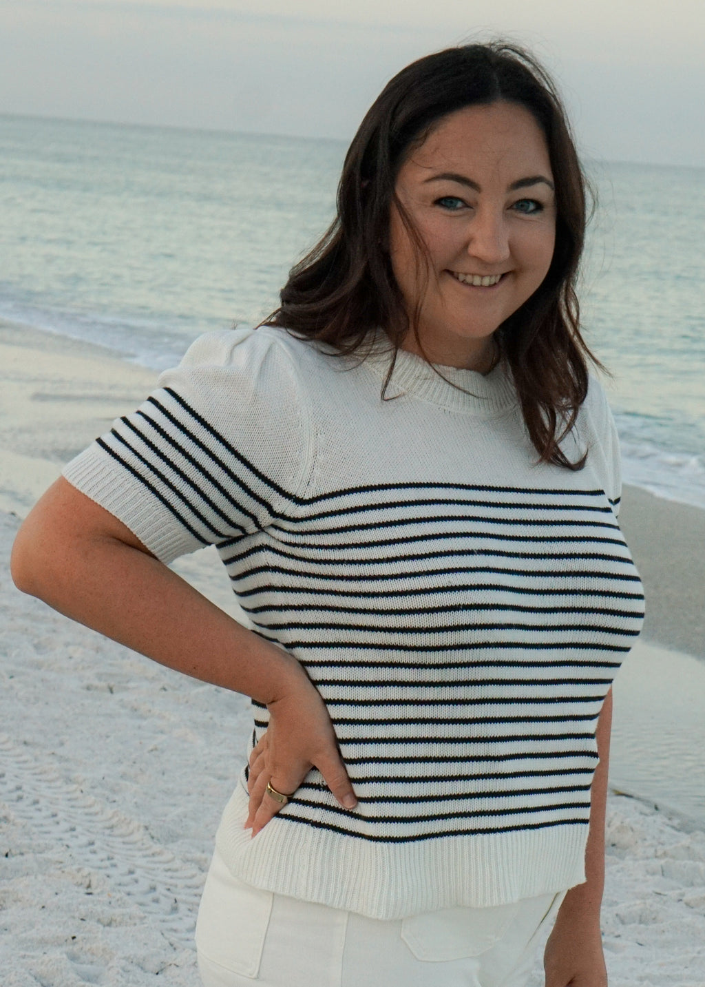 Brittany Sweater Top in White