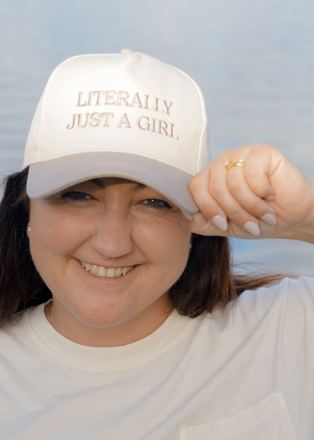 "Literally Just a Girl" Hat in Beige