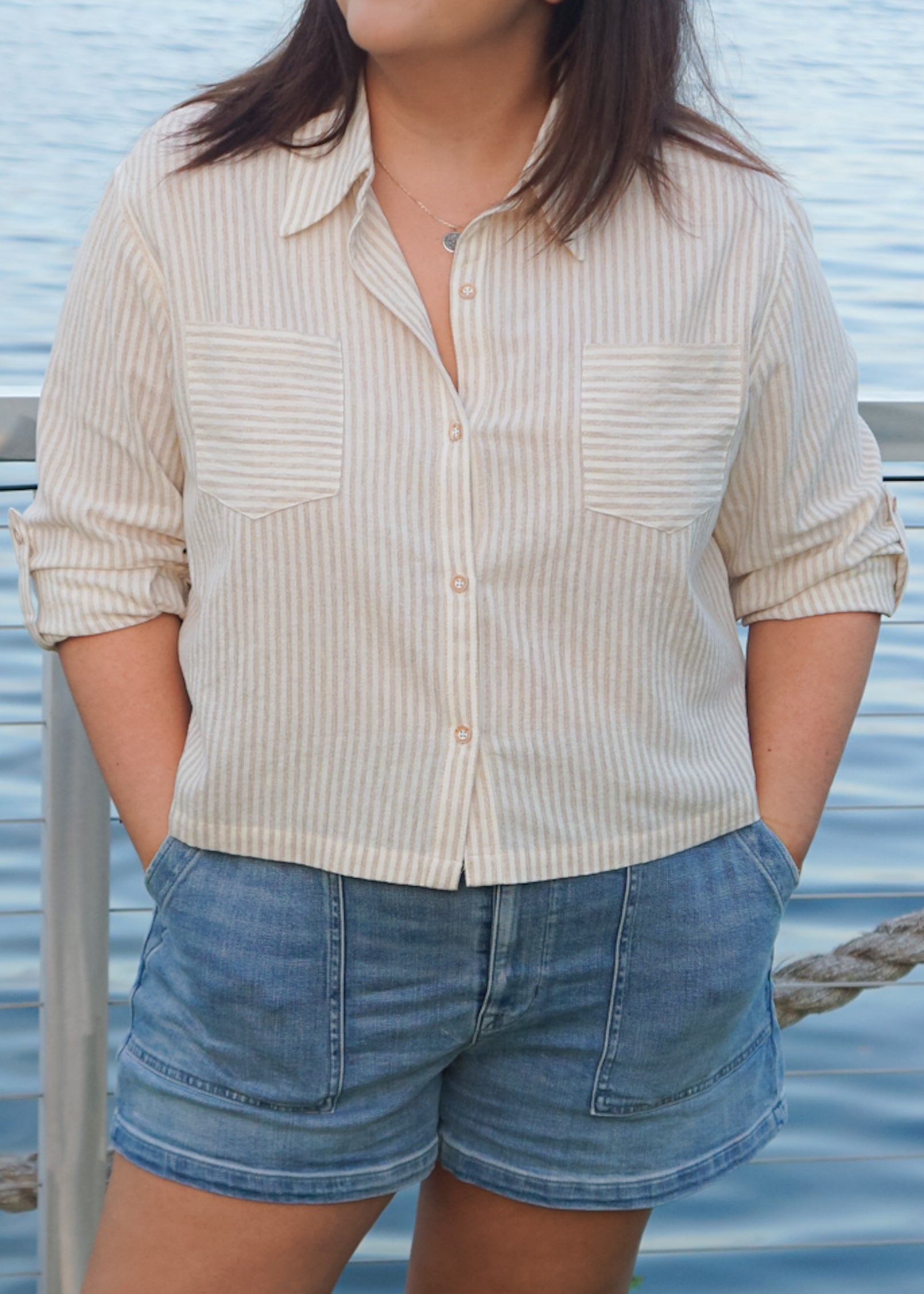 Cecilia Button Down in Oat