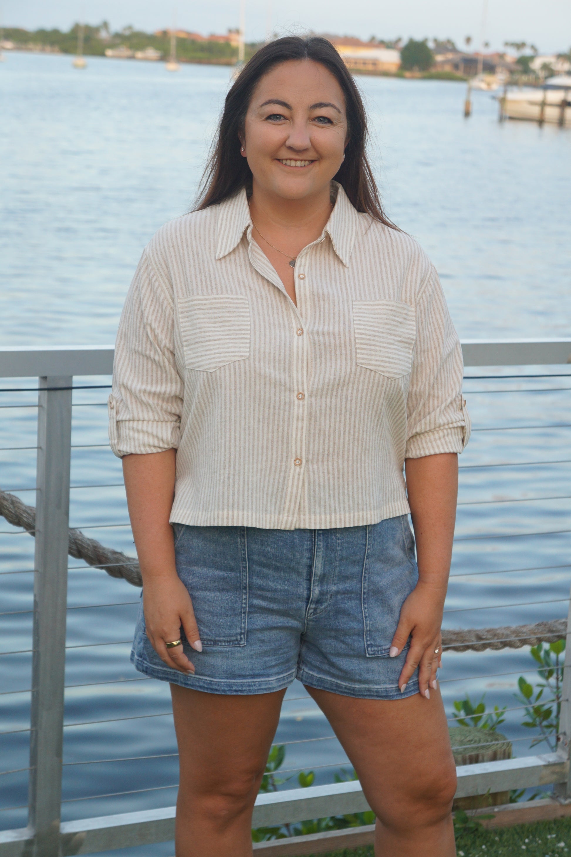 Cecilia Button Down in Oat